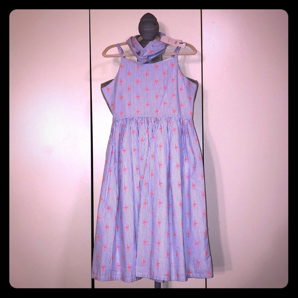 NWT Gymboree Striped Flamingo Dress & Headwrap